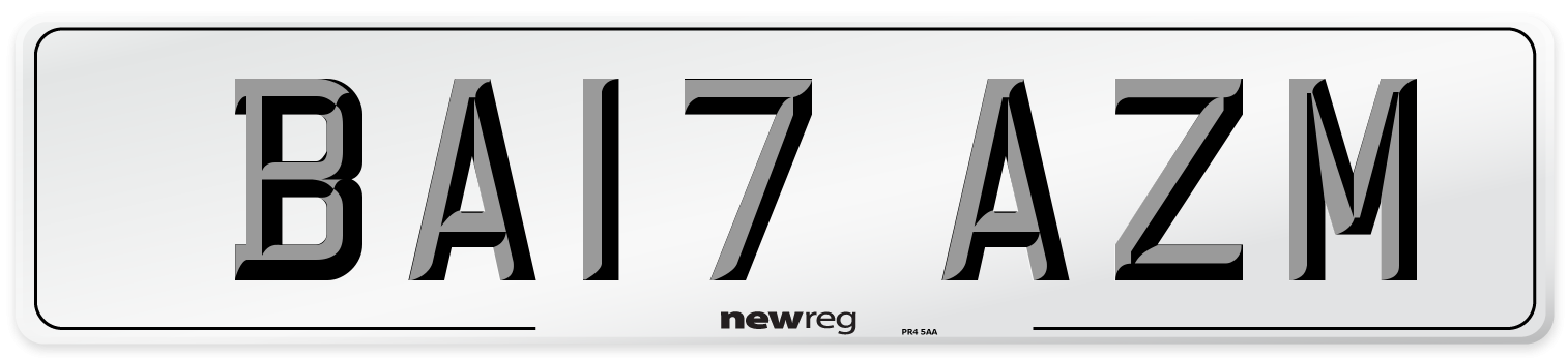BA17 AZM Number Plate from New Reg